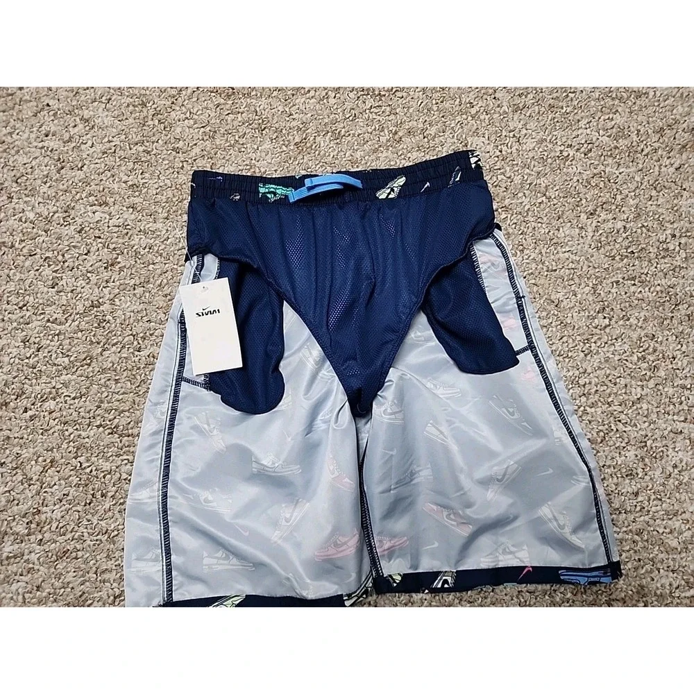 Nike Boys Navy With AOP Air Force One Sneakers Swim Shorts Trunks XL NWT‎